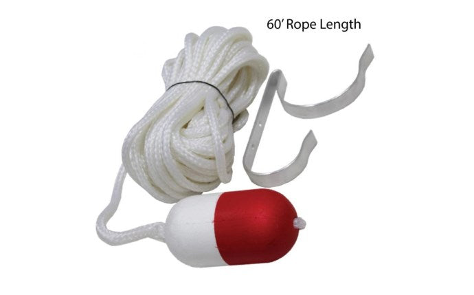 KEMP 60' Throw Rope with Float and Ring Buoy Holder