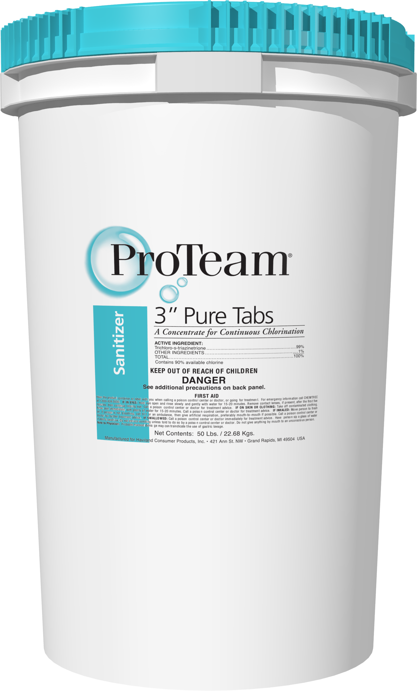 ProTeam 3 Inch Chlorine Pure Tabs 50LB Pool Sanitizer