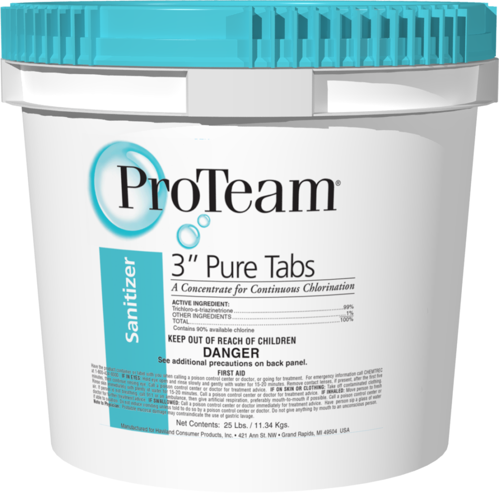 ProTeam 3 Inch Chlorine Pure Tabs 25LB for Pool Care