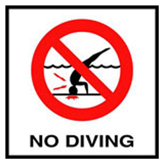 Inlays 6" x 6" NO DIVING MG Skid-Resistant Ceramic Tile Deck Depth Marker